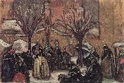 Bela Ivanyi-Grunwald Market of Kecskemet in Winter oil painting picture wholesale